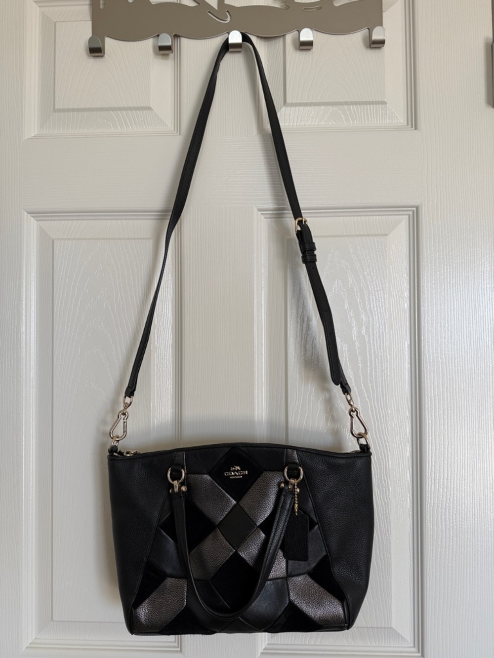 Coach Black Prairie Patchwork Leather Crossbody Shoulder Tote - Picture 12 of 13